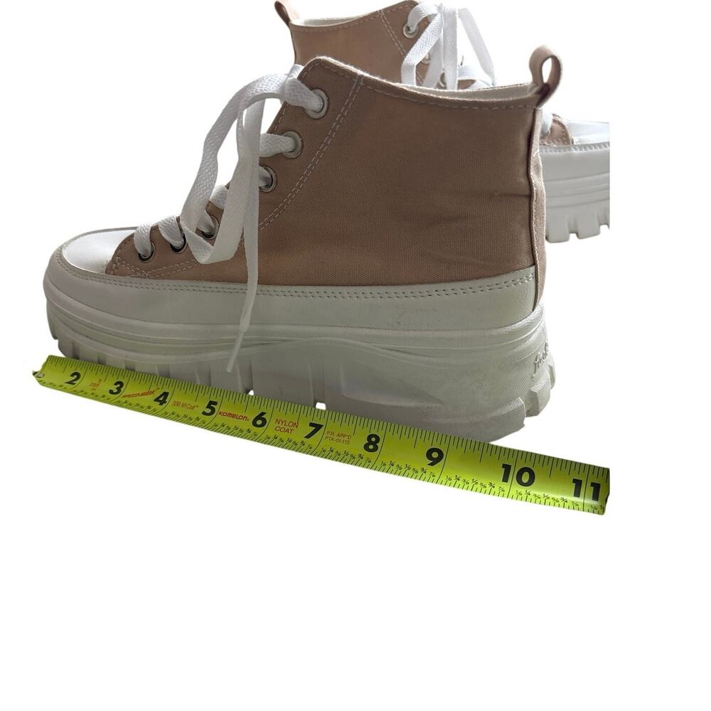 Beige Canvas Platform Sneakers Lug Sole Lace-Up Size 7 (Estimated) - Picture 2 of 9